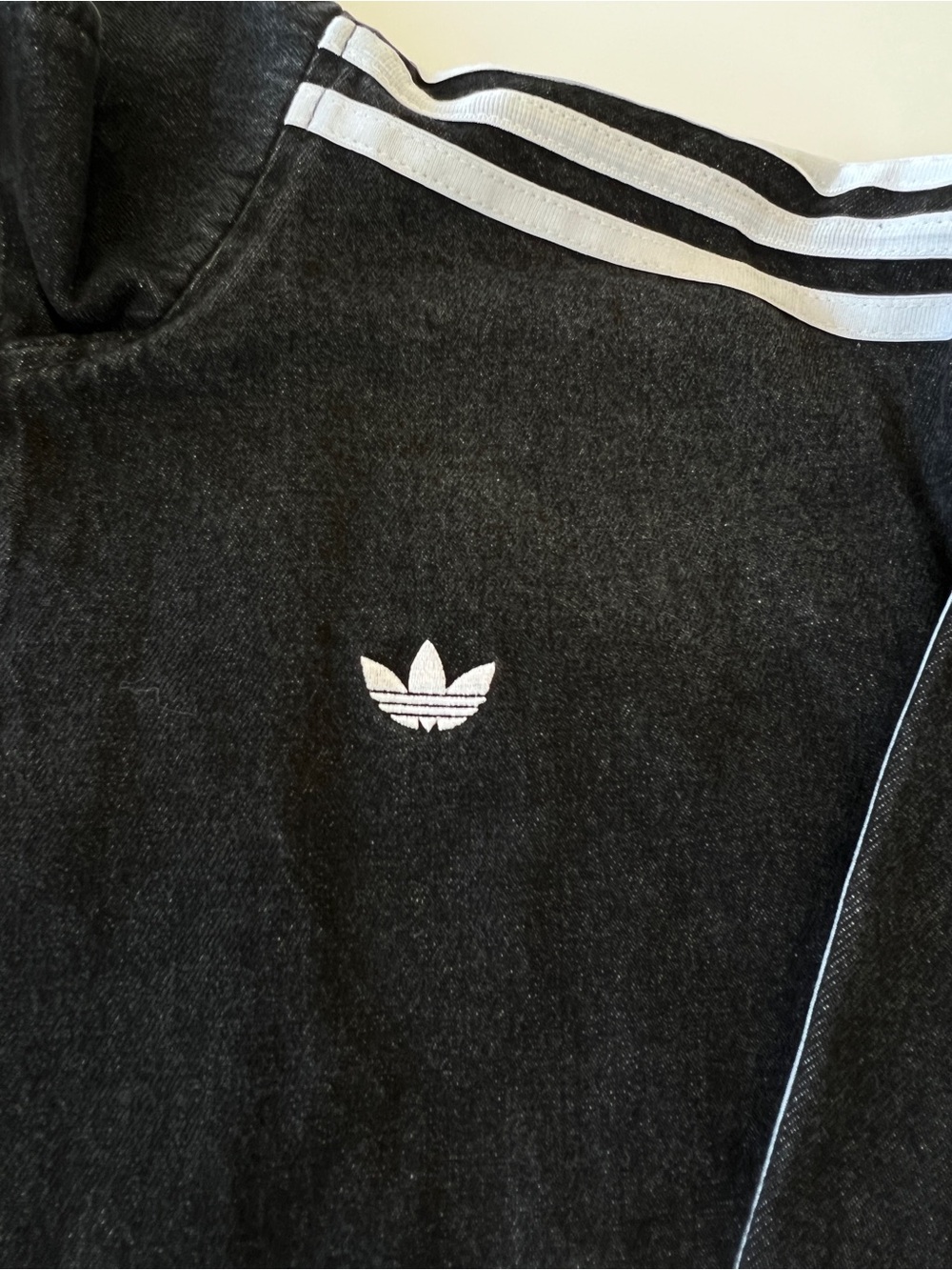 Adidas Black Denim FB Lace-Up Track Jacket, 100% Cotton, Style KS1394 Size M NWT - Picture 10 of 15